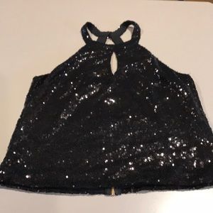 Women's sequined black tank top